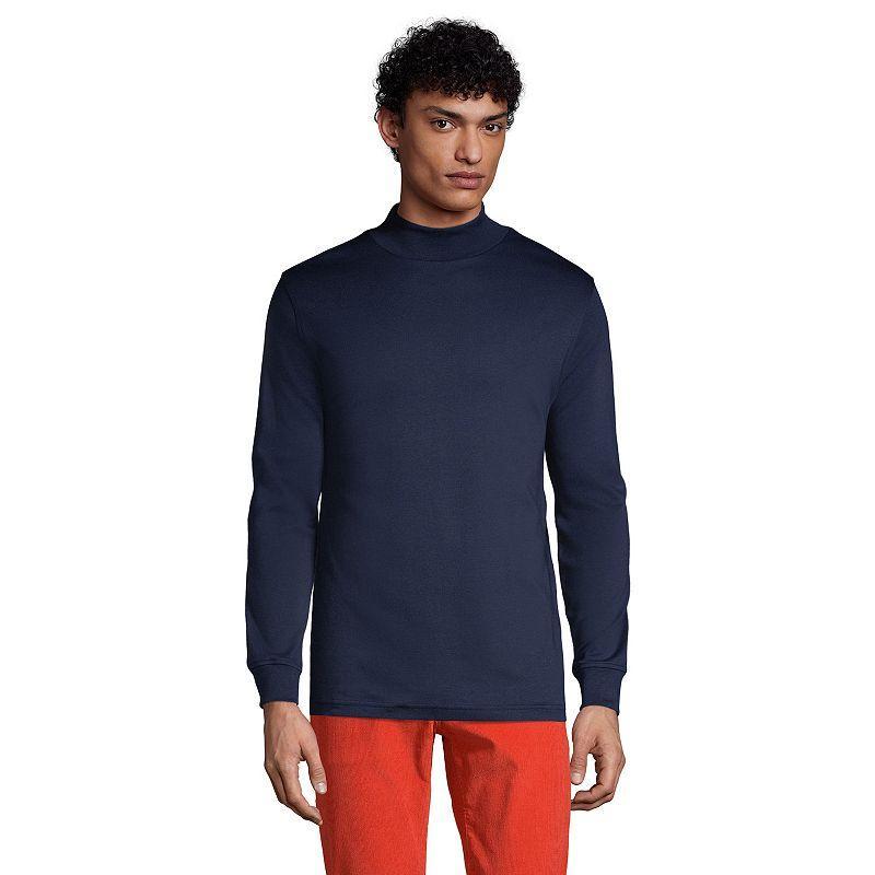 Big & Tall Lands End Super Soft Supima Mock Turtleneck, Mens Radiant Blue Product Image