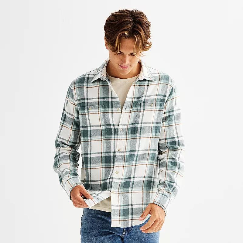 Mens Sonoma Goods For Life Supersoft Flannel Button-Down Shirt Blue Plaid Product Image