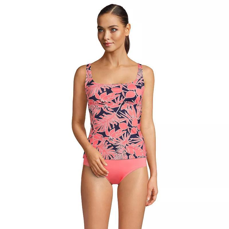 Womens Lands End Bust Minimizer UPF 50 Underwire Tankini Swimsuit Top Lily Blue Foliage Product Image