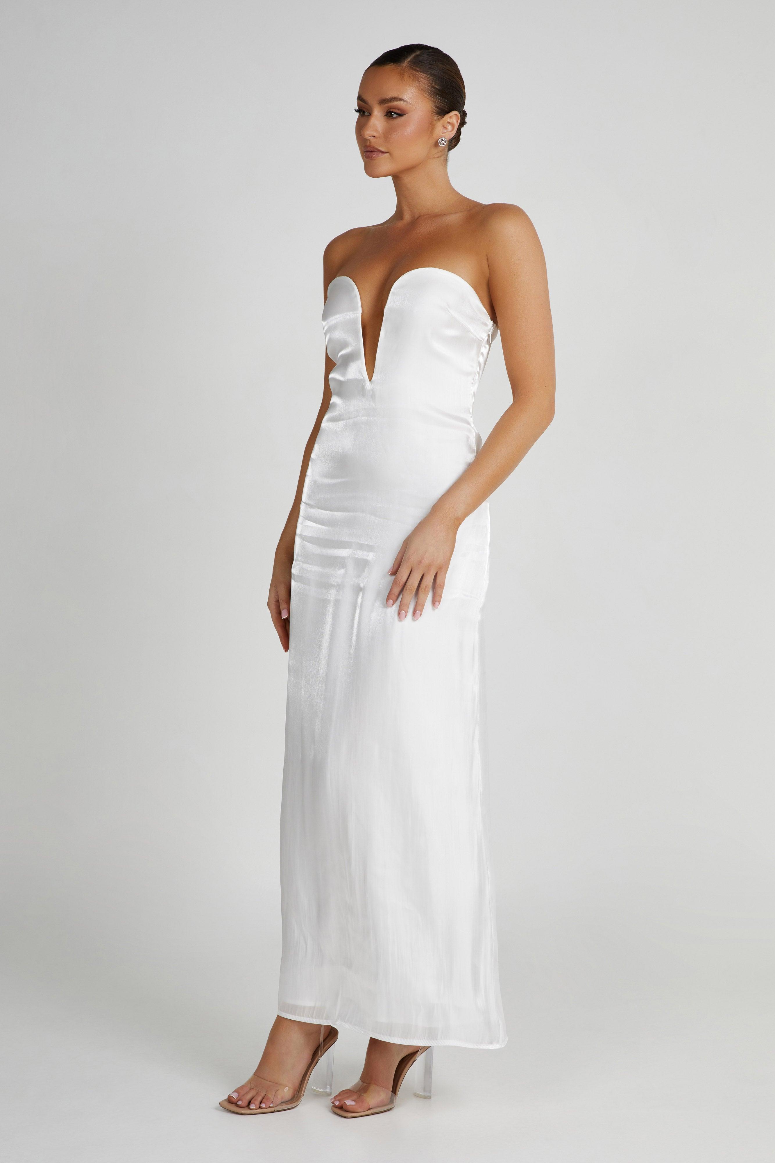 Chantelle Liquid Satin Midi Dress - White Product Image