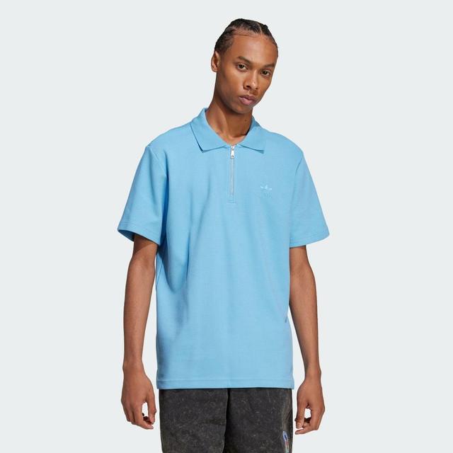 adidas Trefoil Essentials Waffle Polo Shirt Light Blue 2XL Mens Product Image