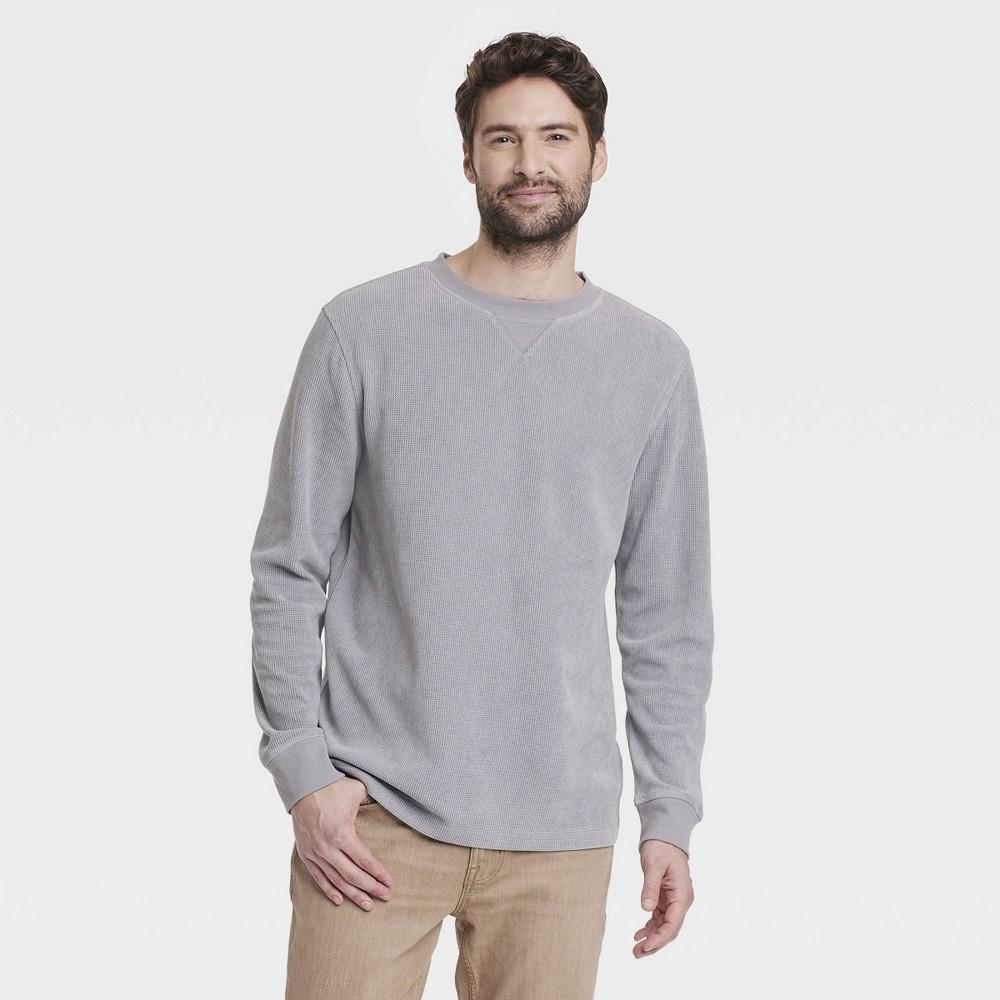 Mens Long Sleeve Textured Crewneck T-Shirt - Goodfellow & Co M Product Image