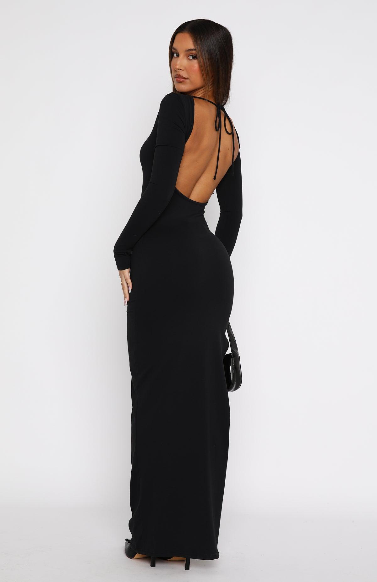 Every Night Long Sleeve Maxi Dress Black Product Image