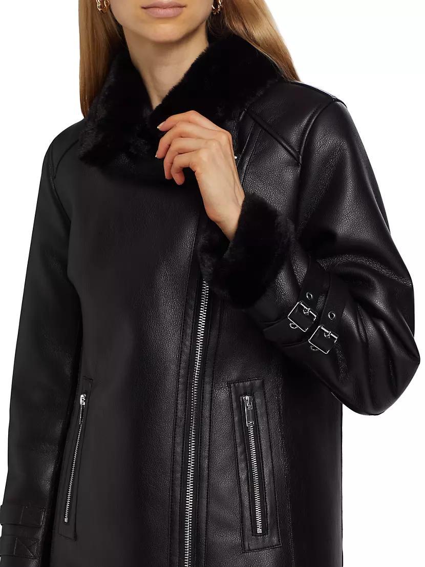 Carla Faux Leather & Fur Coat Product Image