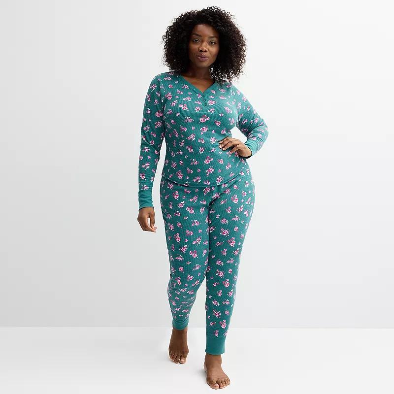 Plus Size Sonoma Goods For Life Thermal Pajama Top & Pajama Bottoms Set, Womens Product Image