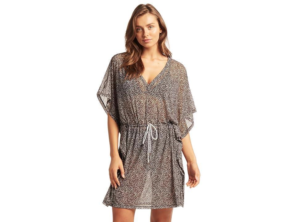 SEA LEVEL SWIM Wild Cat Panelled Mesh Kaftan (Espresso) Women's Swimwear Product Image