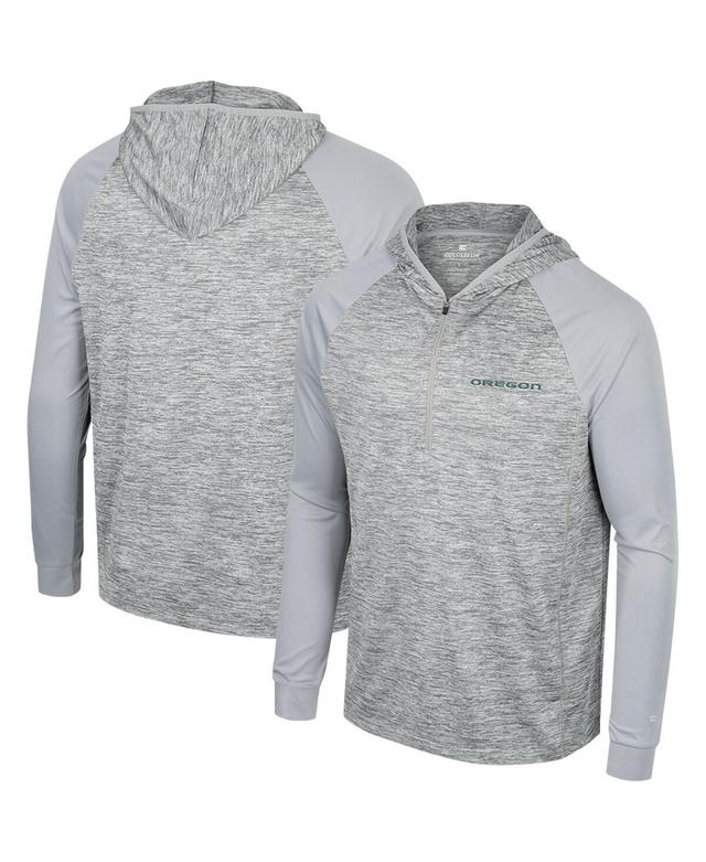 Mens Colosseum Gray Oregon Ducks Cybernetic Raglan Quarter-Zip Hooded Top Product Image