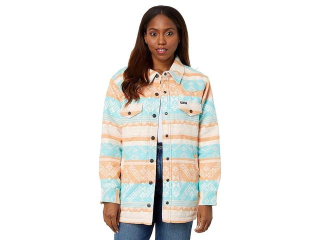 Wrangler Retro Shacket Turquoise/Orange) Women's Jacket Product Image