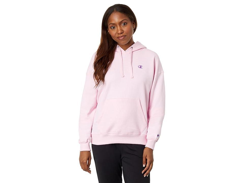 Womens Champion Powerblend Hoodie, C Logo Chantilly Pink S Product Image