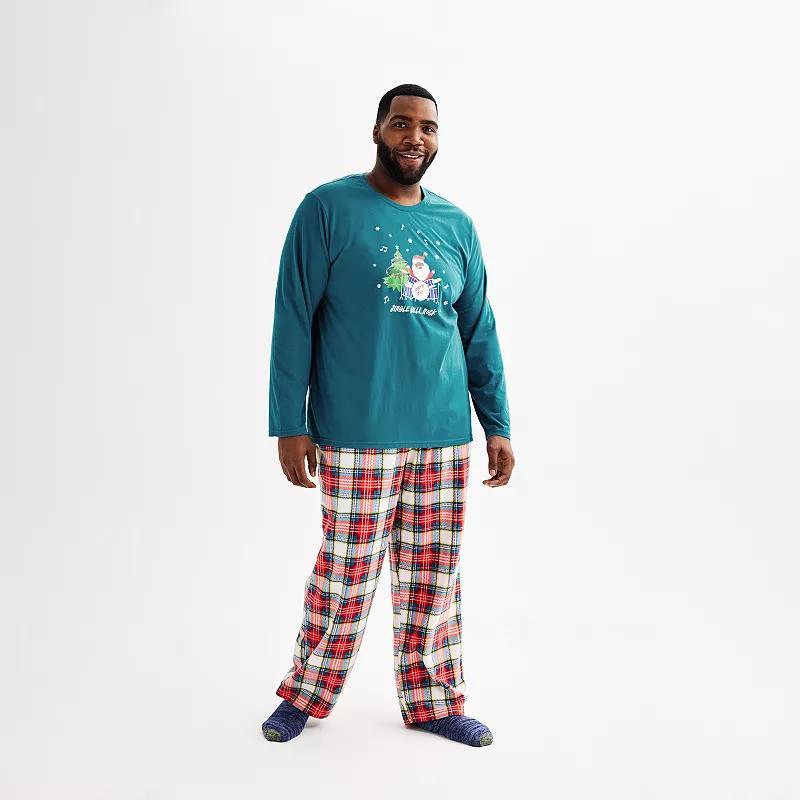 Big & Tall Jammies For Your Families Jingle Bell Rock Santa Claus Pajama Top & Pajama Bottoms Set, Mens Product Image