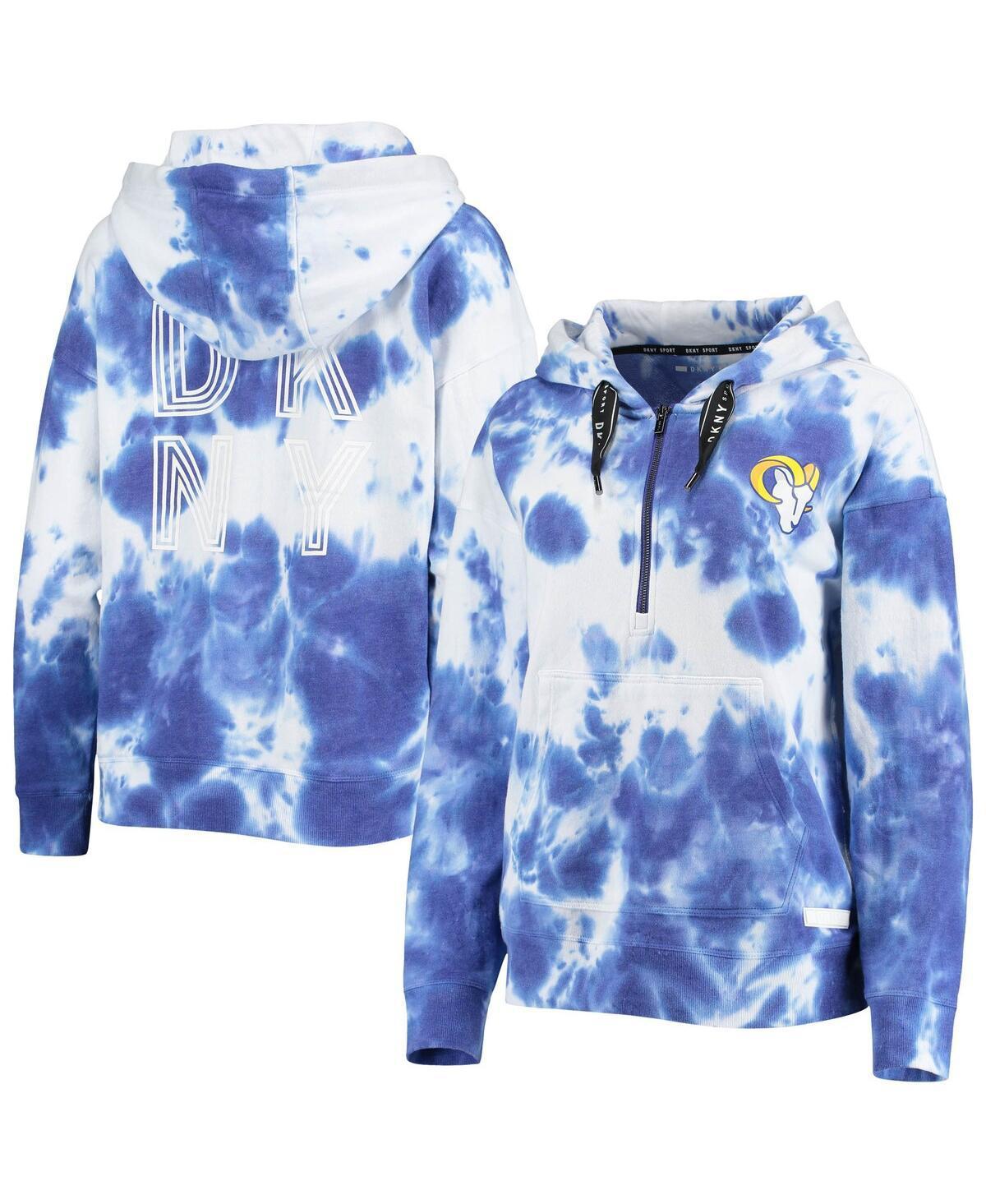 Womens Dkny Sport White and Royal Los Angeles Rams Dakota Oversized Tie-Dye Half-Zip Hoodie - White Product Image