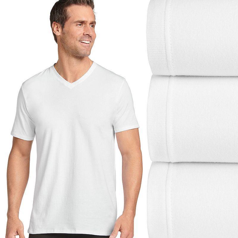 Mens Jockey 3-pack Stretch V-Neck Tees White Product Image