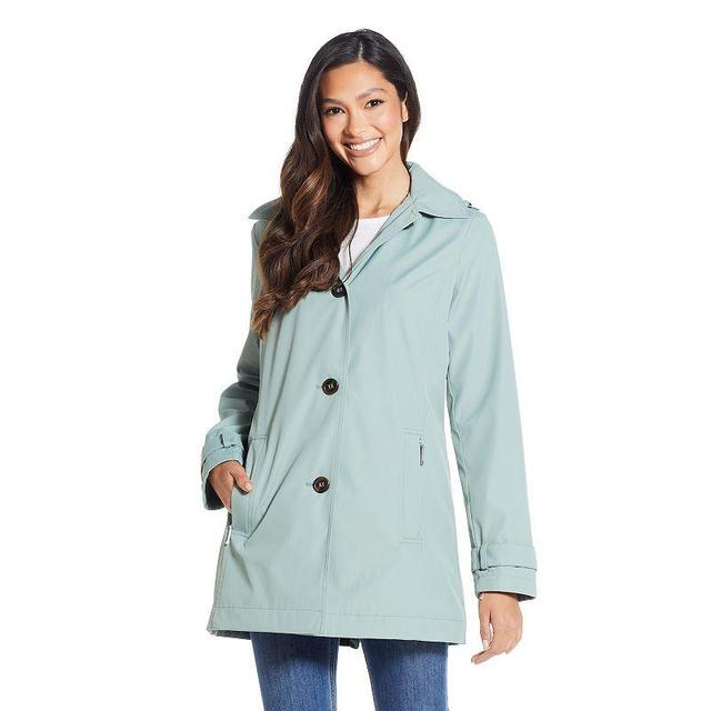 Womens Weathercast Hooded Topper Rain Jacket Blue Product Image