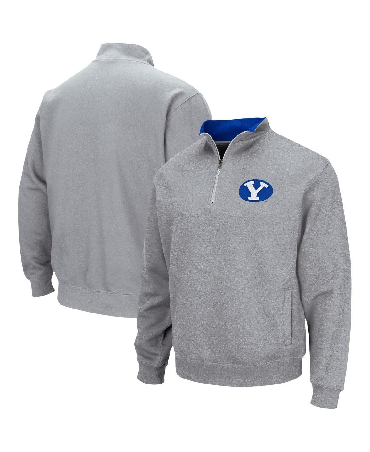 Mens Colosseum Heathered Gray BYU Cougars Tortugas Team Logo Quarter-Zip Jacket Product Image