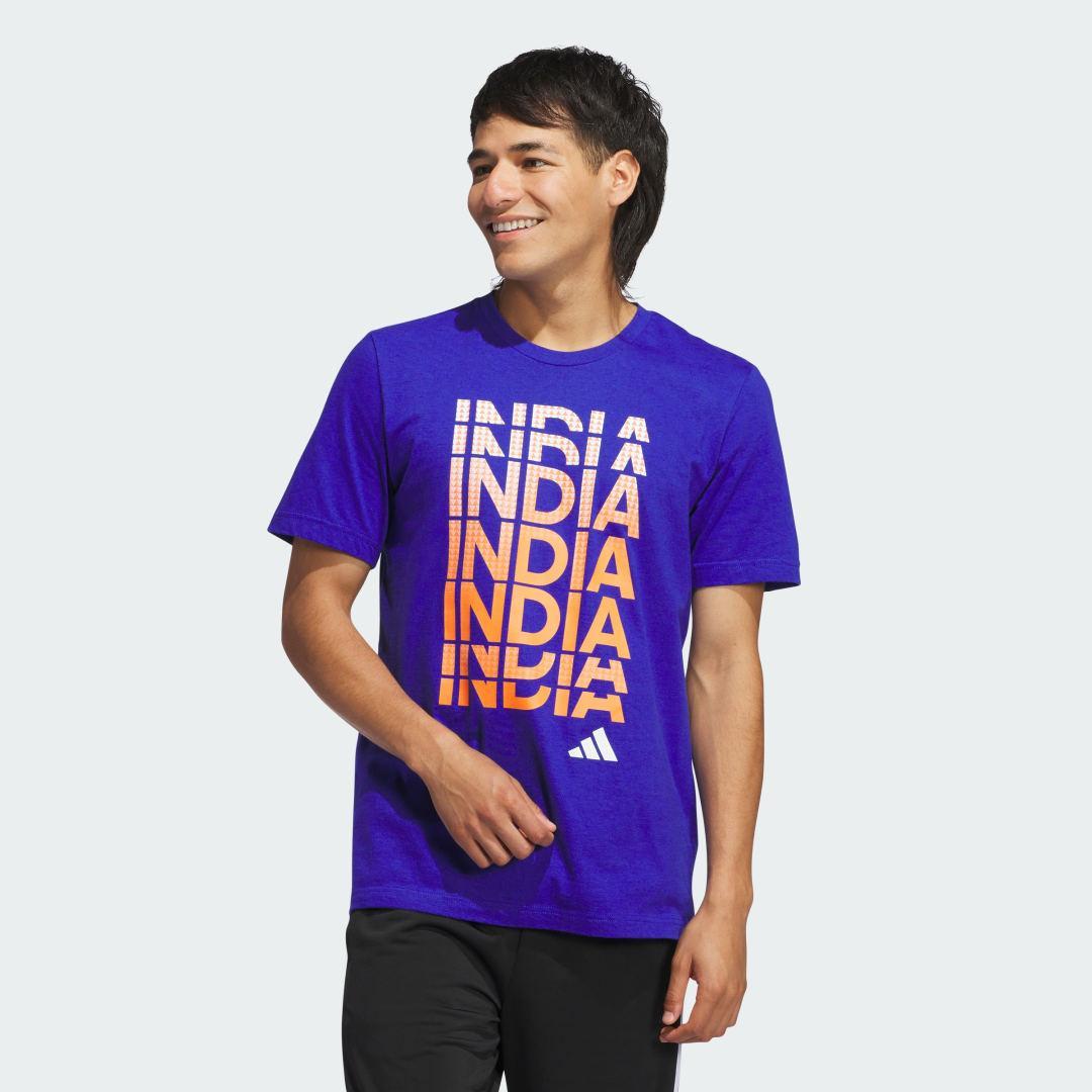 adidas India Cricket Graphic Tee Semi Lucid Blue M Mens Product Image