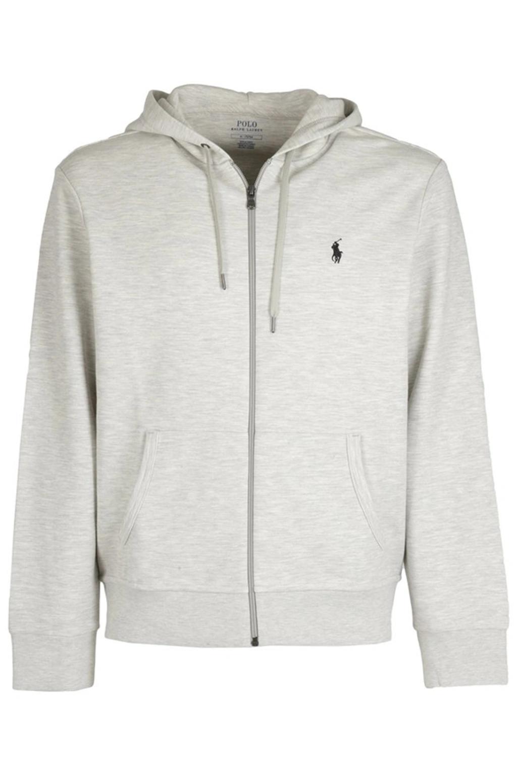 Logo Embroidered Drawstring Hoodie In Grey Product Image