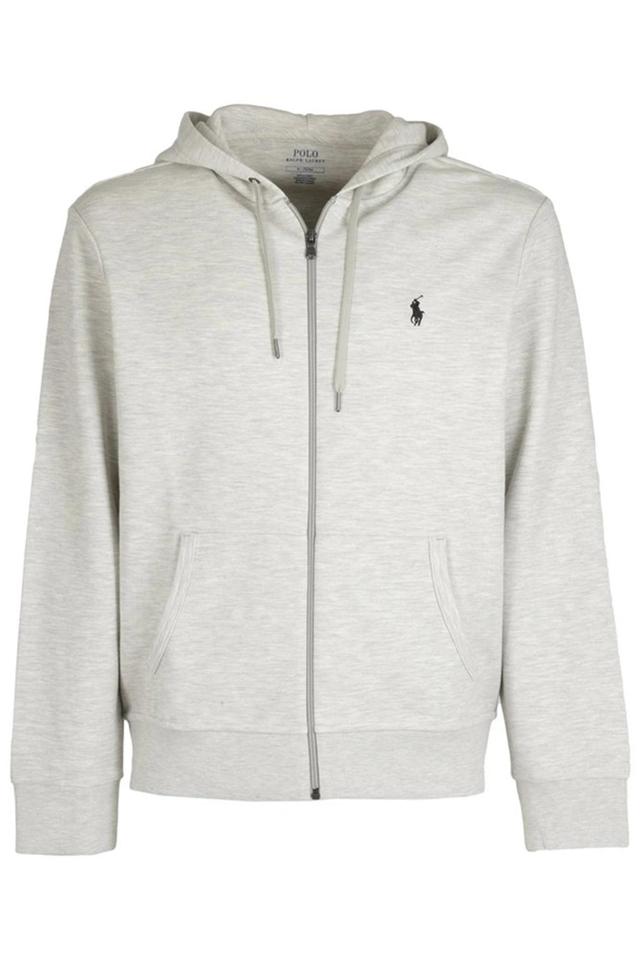 Logo Embroidered Drawstring Hoodie In Grey Product Image