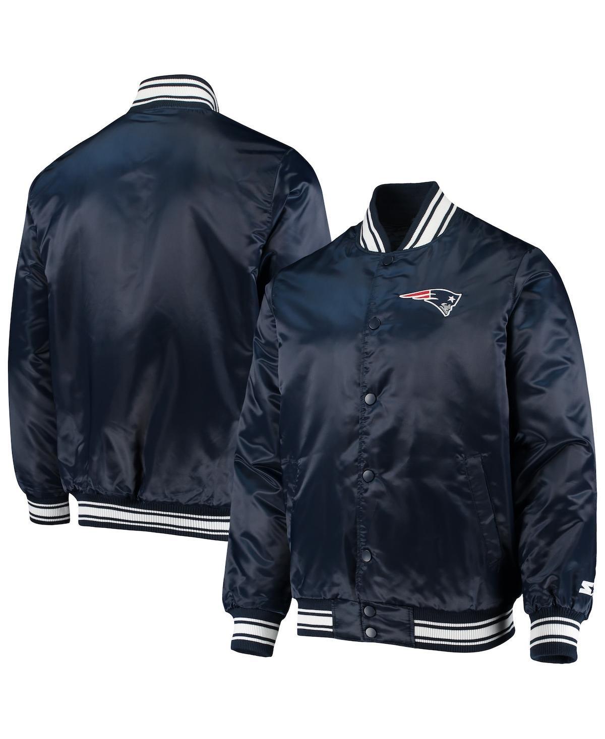 Mens Starter New England Patriots Locker Room Satin Varsity Full-Snap Jacket Blue Product Image