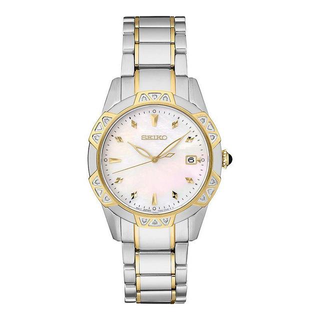 Seiko Two Tone Mother-of-Pearl Dial Bracelet Watch - SKK728, Womens M Of White Product Image