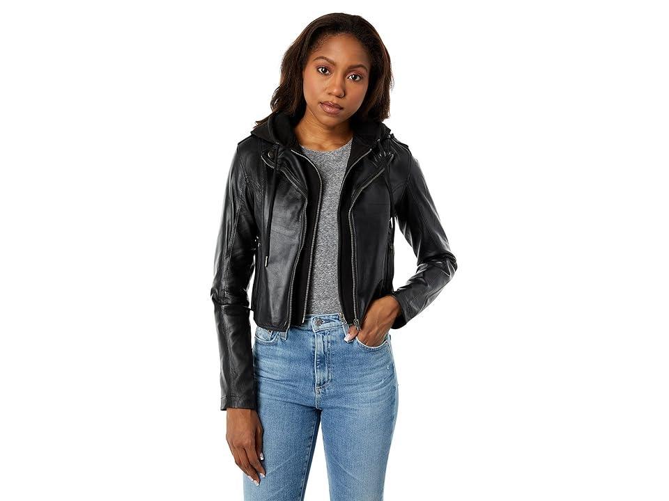 jakett NEW YORK Molly Zip-Out Hood Insert Burnished Leather Black) Women's Jacket Product Image