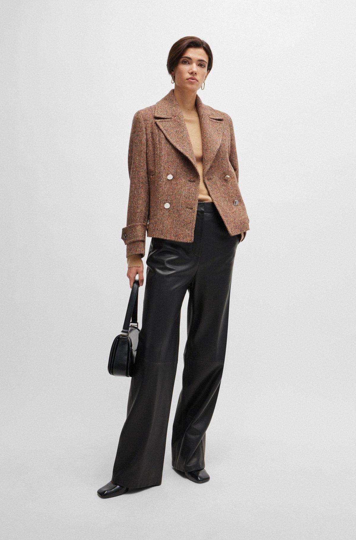 Leather trousers with paneled leg detail Product Image