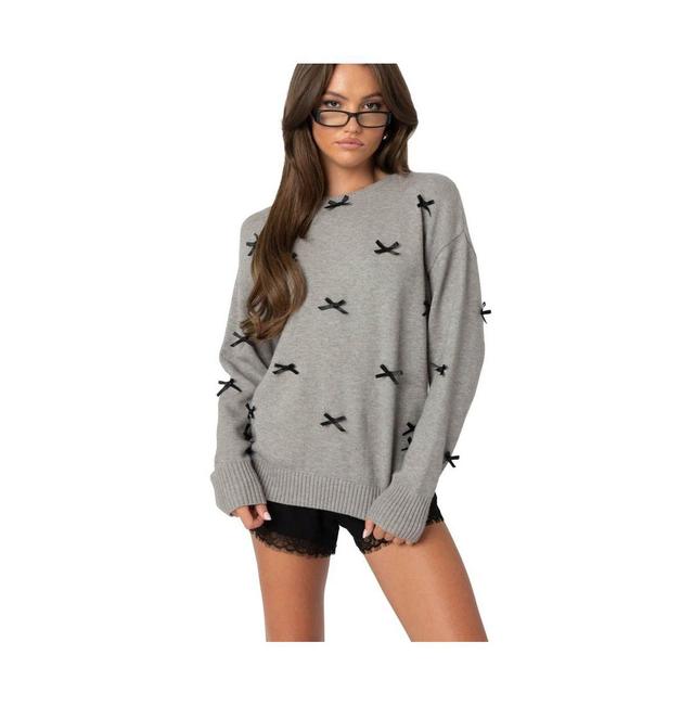 Edikted Womens Satin Bow Oversized Sweater Product Image