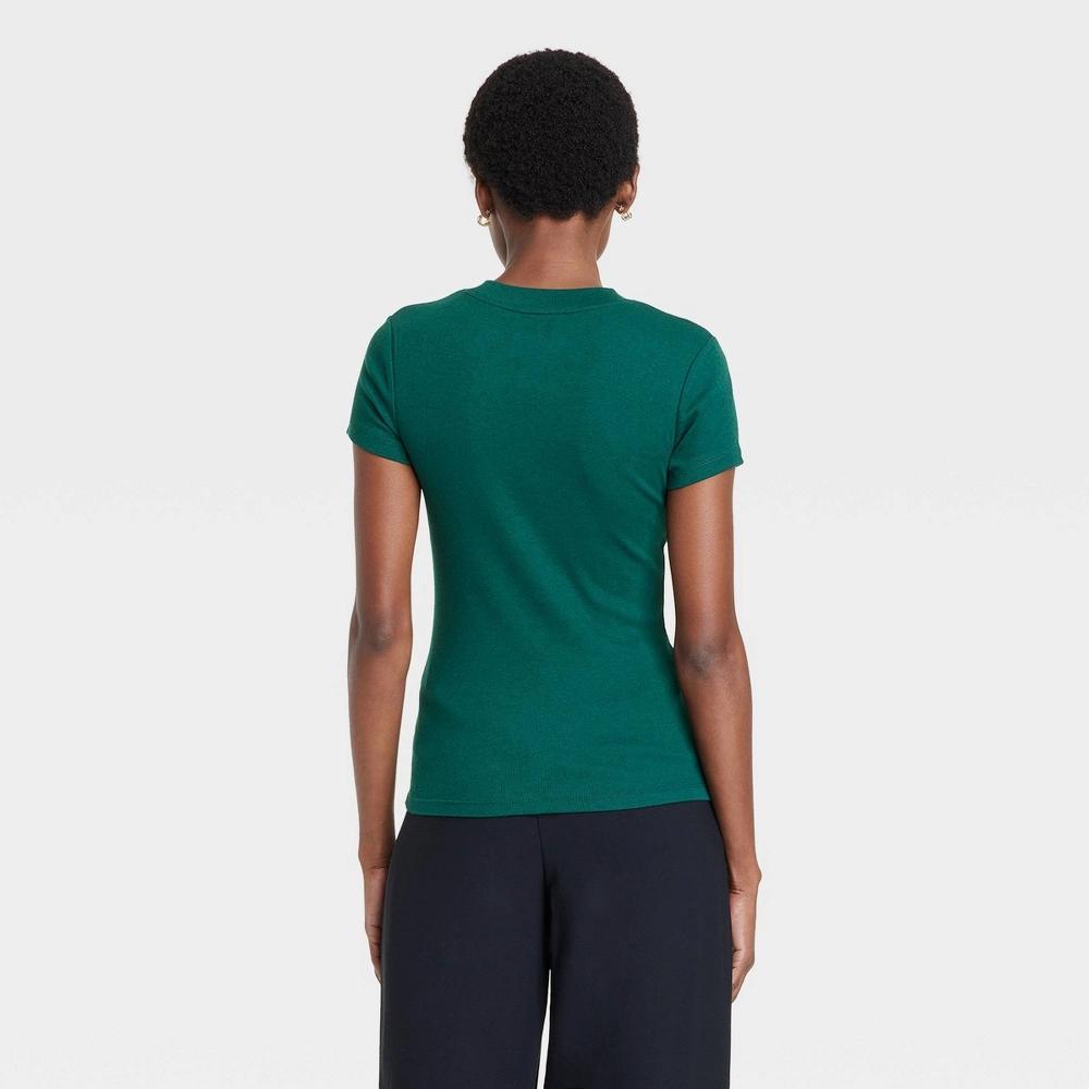 Womens Slim Fit Short Sleeve Ribbed T-Shirt - A New Day Product Image