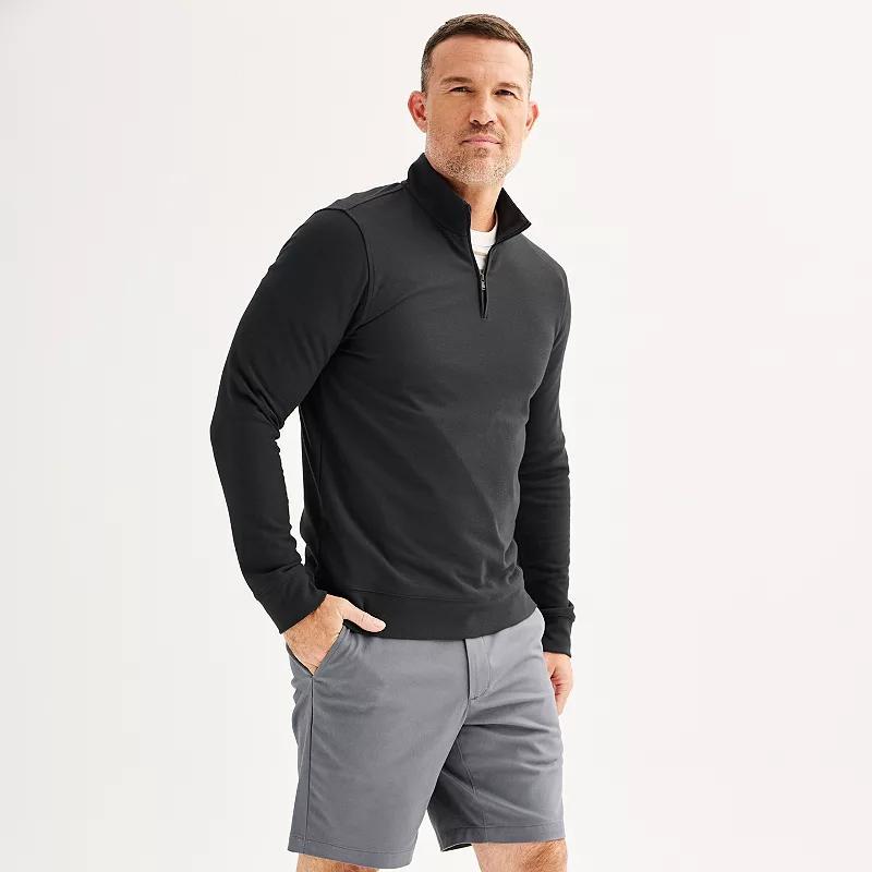 Mens Sonoma Goods For Life Everyday 1/4-Zip Pique Long Sleeve Pullover Black Black Product Image