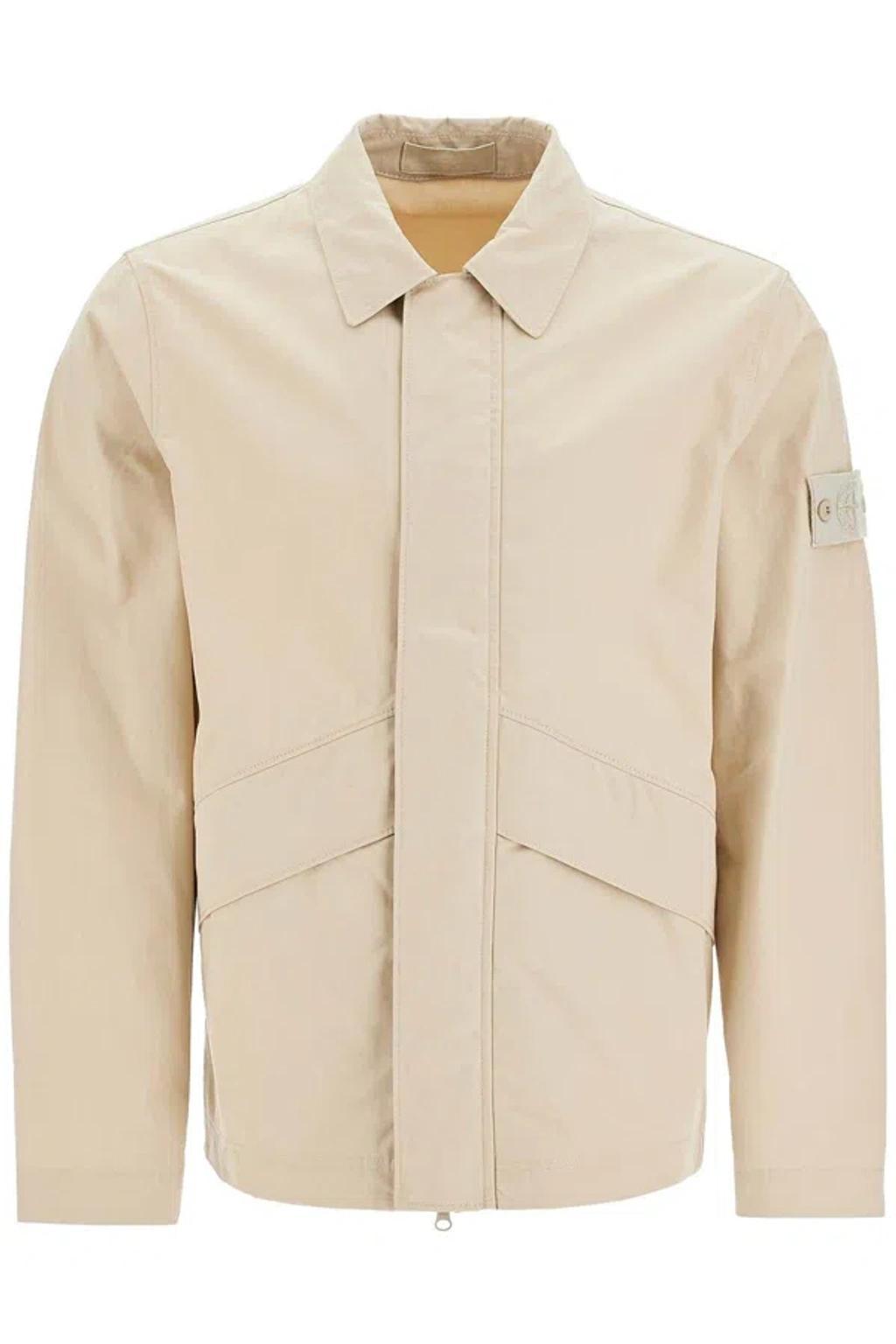 STONE ISLAND Beige 107f1 Weatherproof Cotton Canvas Ghost Overshirt Product Image