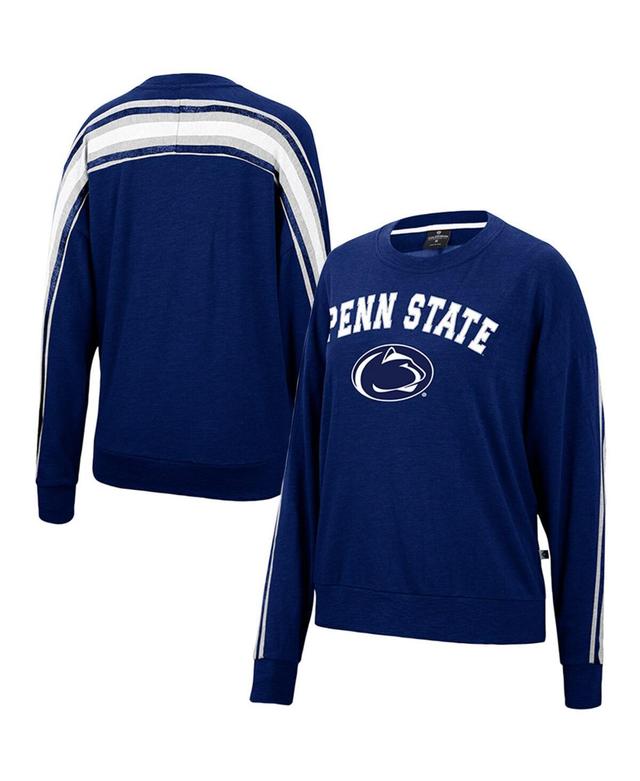 Womens Colosseum Heathered Navy Penn State Nittany Lions Team Oversized Pullover Sweatshirt Product Image