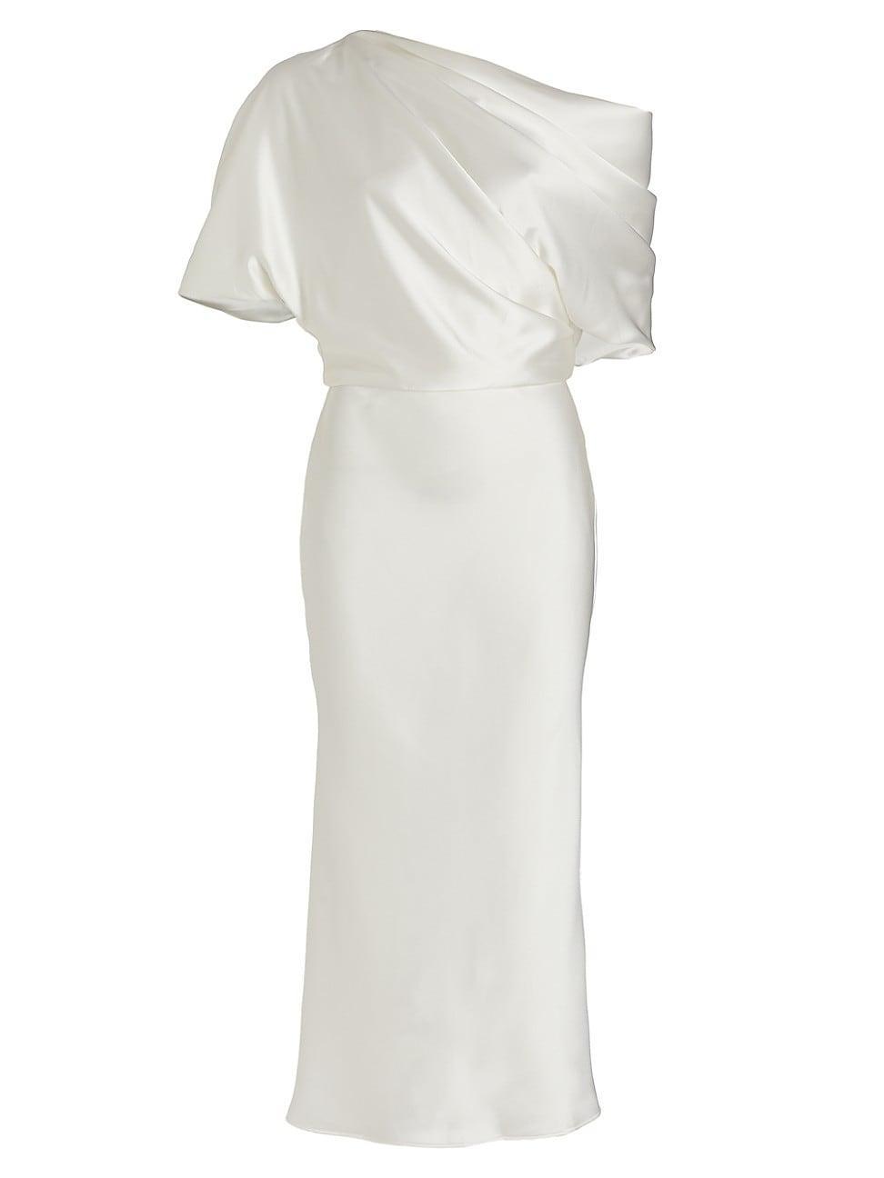 Womens Draped Off-The-Shoulder Midi-Dress Product Image