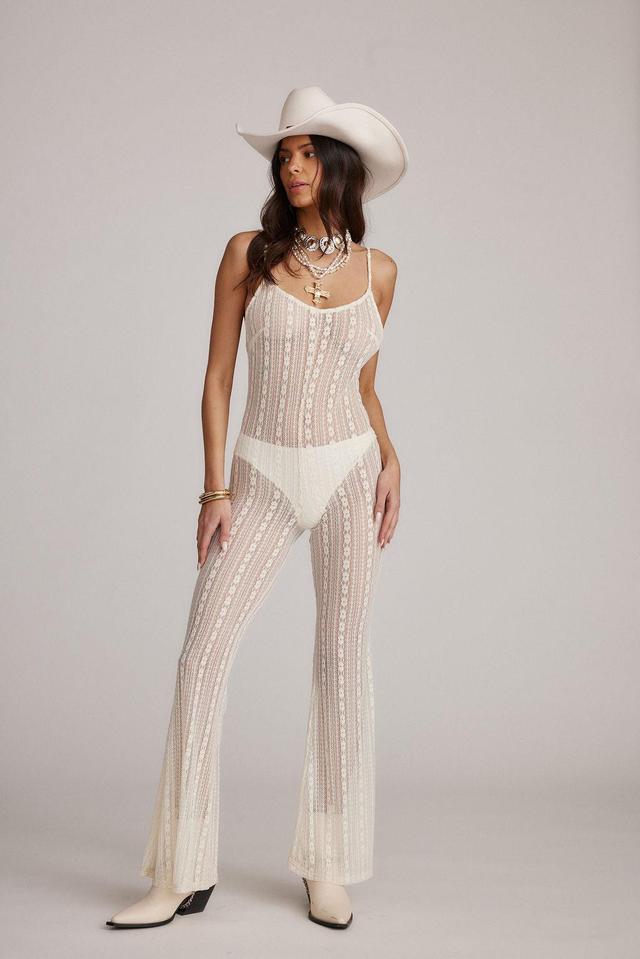 Cammie White Lace Sheer Jumpsuit Product Image