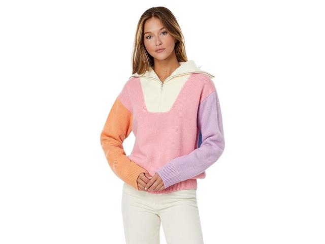 English Factory Color-Block Zip Pullover Sweater Women's Clothing Product Image