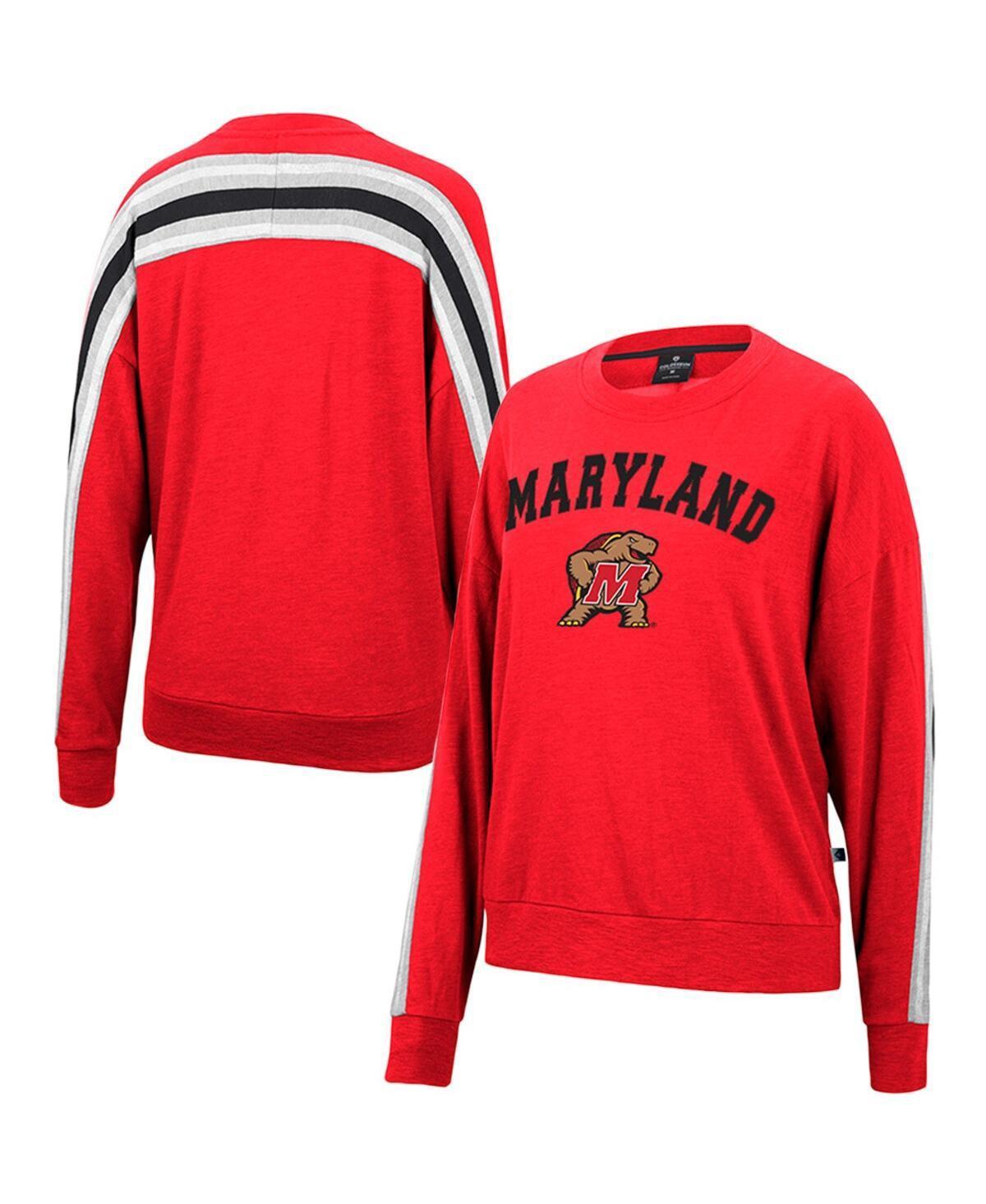 Womens Colosseum Heathered Maryland Terrapins Team Oversized Pullover Sweatshirt Product Image