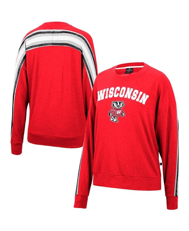 Womens Colosseum Heathered Crimson Indiana Hoosiers Team Oversized Pullover Sweatshirt Product Image