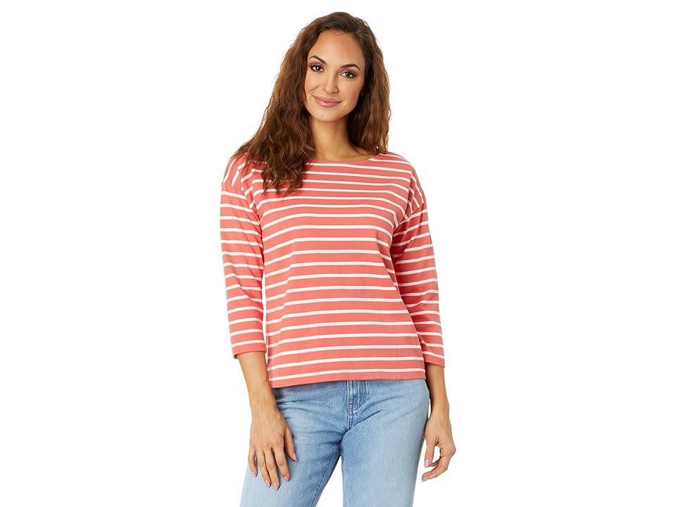 L.L.Bean Heritage Mariner Boatneck 3/4 Sleeve Stripe (Sailcloth/Classic Navy) Women's Clothing Product Image