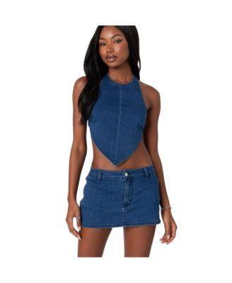 Edikted Womens Sydnie Denim Open Back Top product image