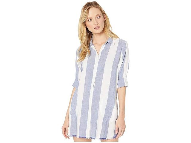 Tommy Bahama Rugby Beach Stripe Boyfriend Shirt Cover-Up Women's Swimwear Product Image