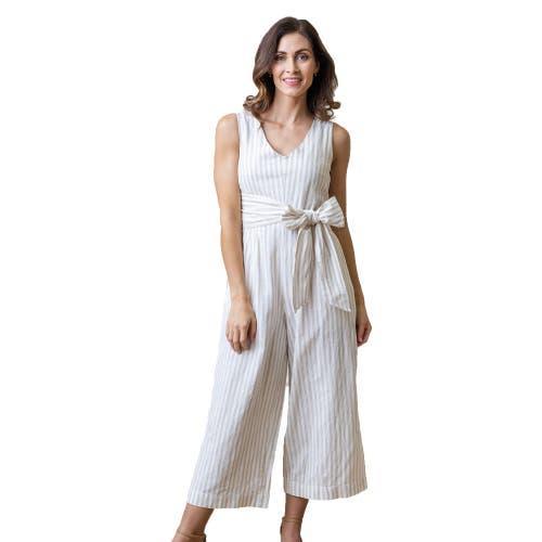 Hope & Henry Womens Woven Sleeveless Tie-Waist Jumpsuit with Wide Leg Product Image