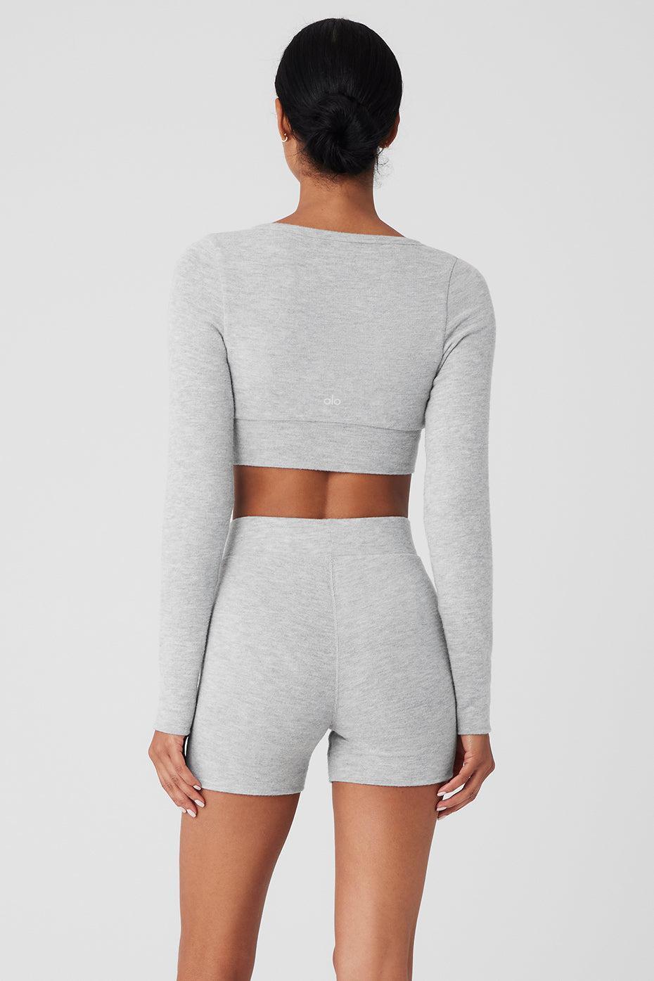 Alolux Cropped Me Time Cardigan - Athletic Heather Grey Product Image