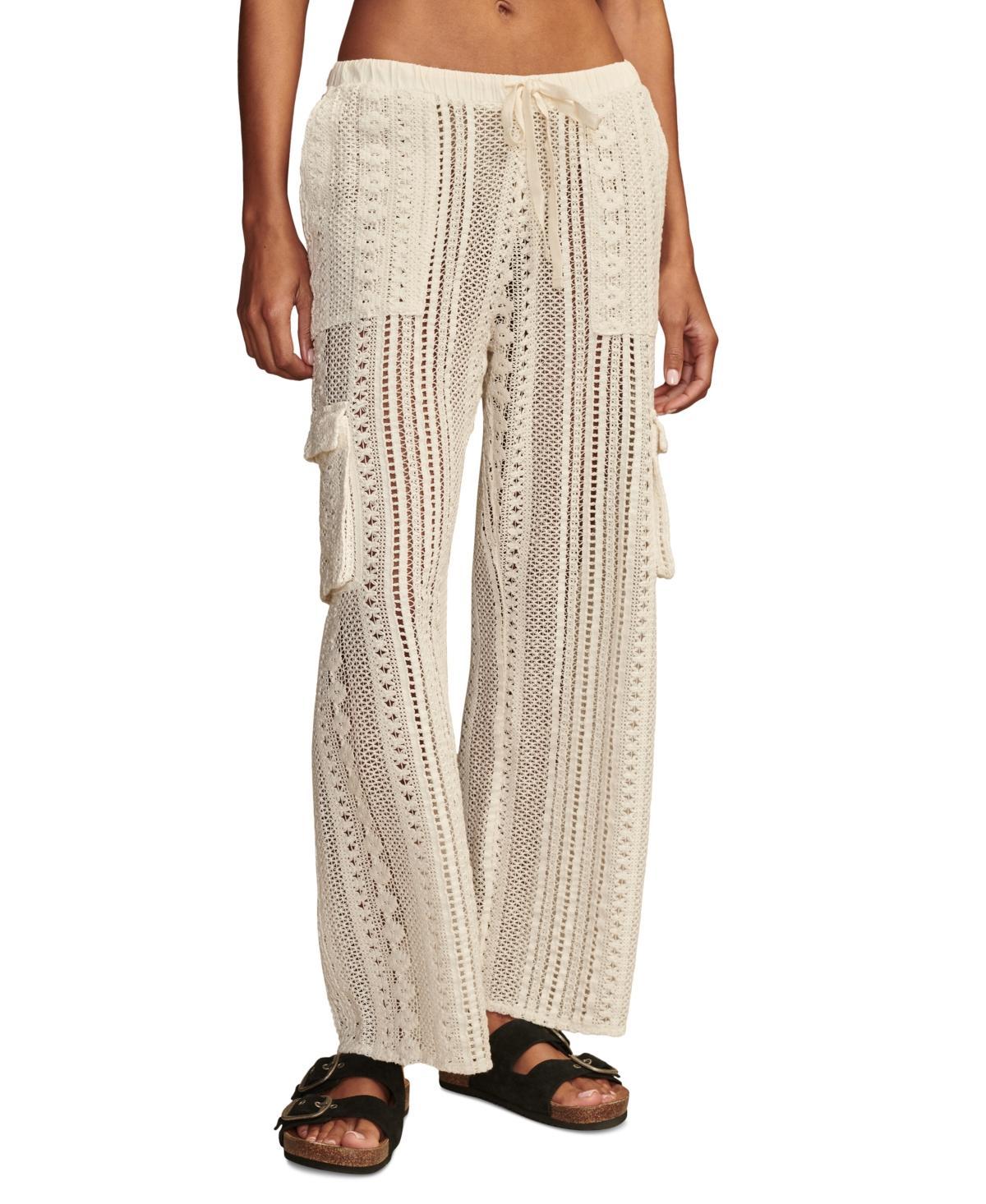 Lucky Brand Womens Cotton Crochet Cargo Pants Product Image