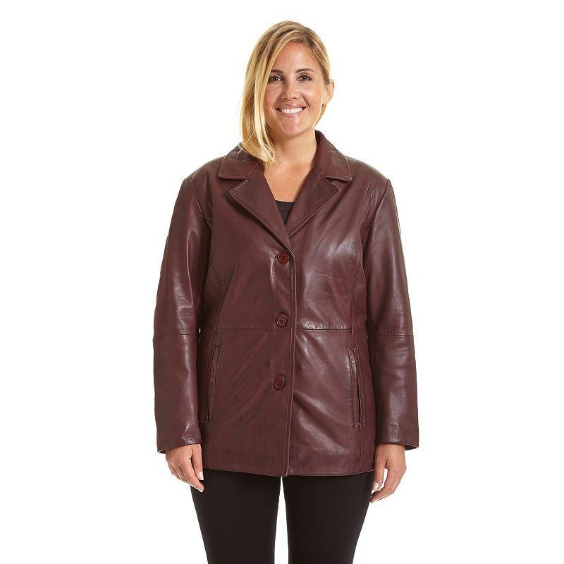 Plus Size Excelled Leather Jacket, Womens Dark Red Product Image