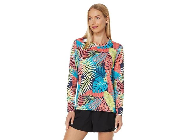 L.L.Bean Sunsmart UPF 50+ Sun Shirt Print (Darkest Navy Tropical) Women's Clothing Product Image