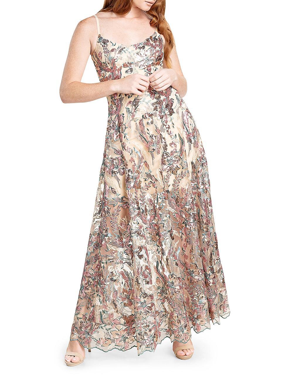 Womens Umalina Floral Sequin Fit & Flare Gown Product Image