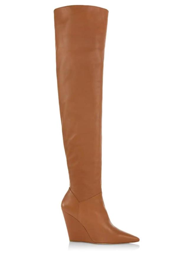 STUART WEITZMAN Saloon Leather Wedge Boots In Toffee Product Image