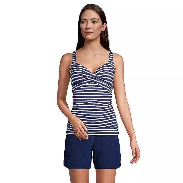 Womens Lands End Surplice Underwire Tankini Top Dark Blue Product Image