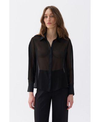 Nocturne Womens Sheer Button Front Shirt Product Image