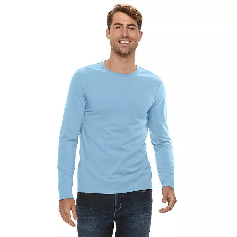 Mens Apt. 9 Premier Flex Long Sleeve Crewneck Tee Blue Product Image