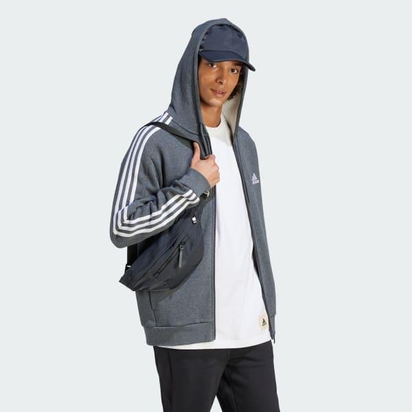 Essentials Fleece 3-Stripes Full-Zip Hoodie Product Image