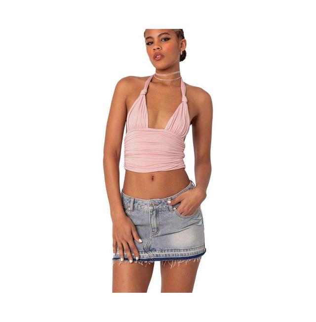 Edikted Womens Lillie Knotted Halter Top Product Image